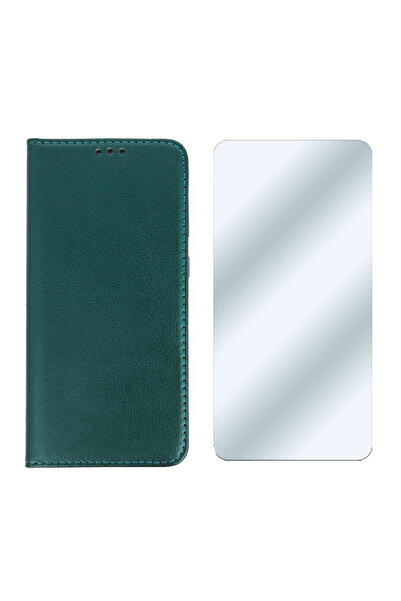 Optim Solution Set Folie Sticla si Husa Flip pentru Motorola Moto Edge 30 FusioneVerde, Verde