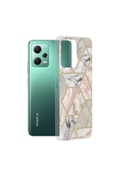 Optim Solution Husa de protectie pentru Xiaomi Redmi Note 12, Poco X5, Silicon TPU, Marble Design, Roz