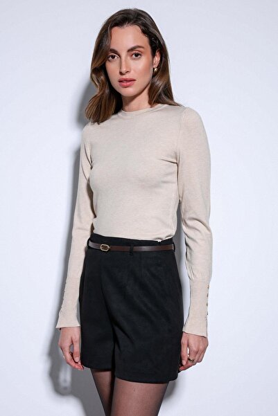 Antioch Beige Basic Women's Knit Sweater