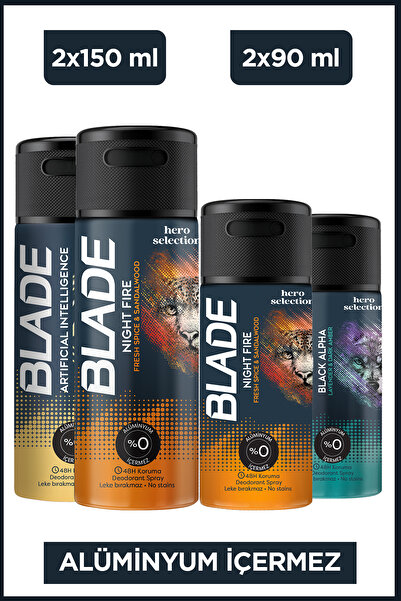 Blade Erkek Deodorant Seti - Night Fire,A.I 1.0 2x150 Ml - Night Fire,Black Alpha 2x90 Ml