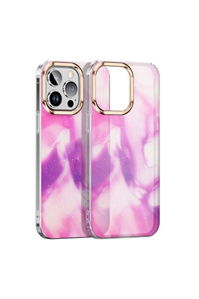 Optim Solution Husa pentru Apple IPhone 13 Pro Max, Soft TPU and Hard PC, Watercolor Glitter Gradient Design, Roz