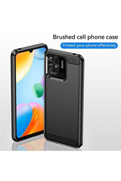 Optim Solution Carbon Resistance Case for Xiaomi Redmi 10C, Fiber Design, Anti-Shock, Titanium Black
