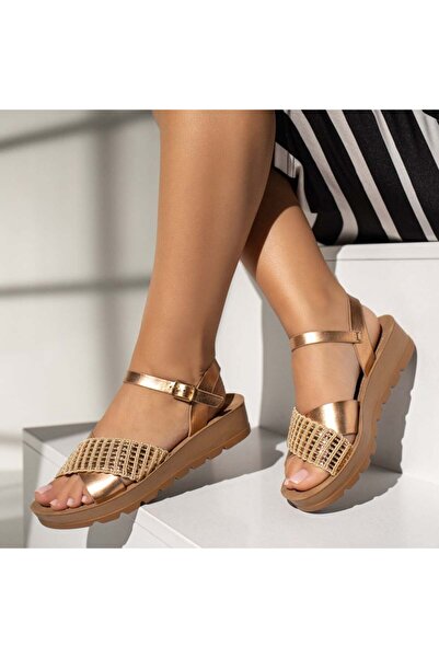BMoD Sandale aurii cu platformă pentru femei MOD13896
