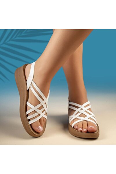 BMoD Sandale albe cu platformă pentru femei MOD13681