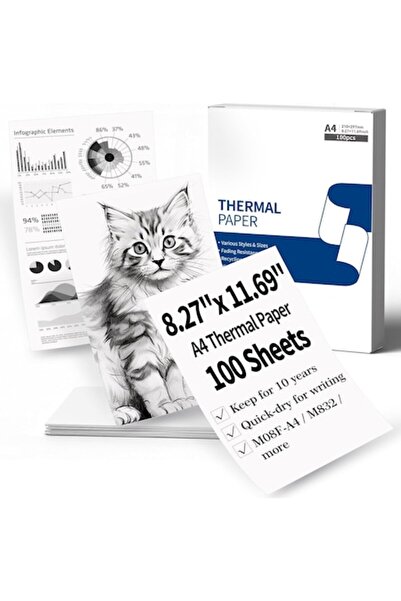 VALA Hârtie termică VALA® A4 pentru imprimante termice portabile, 210x297mm, ...