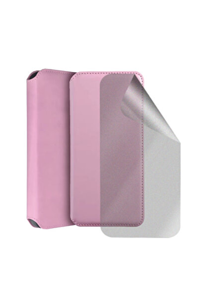 Optim Solution Set Husa Flip si Folie Silicon Matte pentru Xiaomi Redmi 10C, Design elegant, Roz