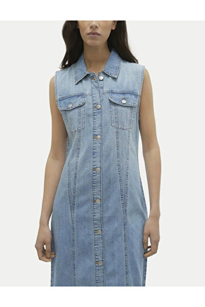 Vero Moda rochie din denim, albastră