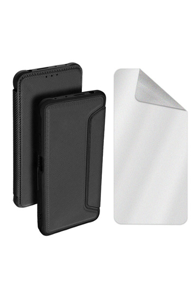 Optim Solution Αντικραδασμική θήκη Flip και ματ μεμβράνη υδρογέλης για Xiaomi Redmi 10C, μαύρη