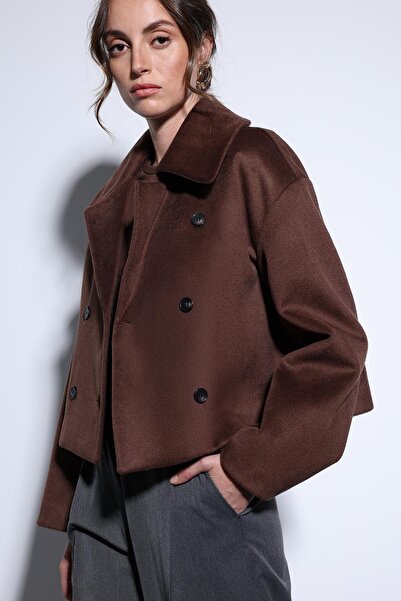 Antioch Brown Double-Breasted Women's Short Coat