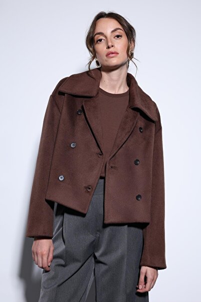 Antioch Brown Double-Breasted Women's Short Coat