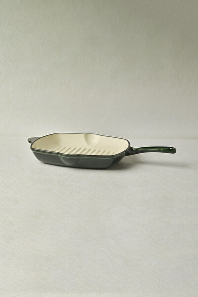 Karaca Heritage Cast Iron Enameled Grill Pan Green 26 cm