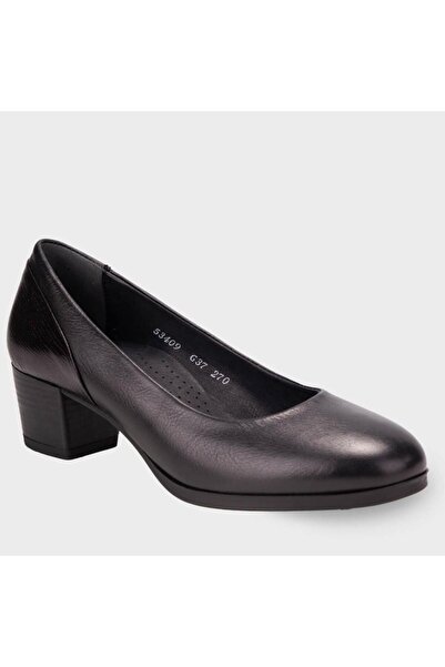 Forelli Orse 53409 Black Genuine Leather Heeled Women's Shoes