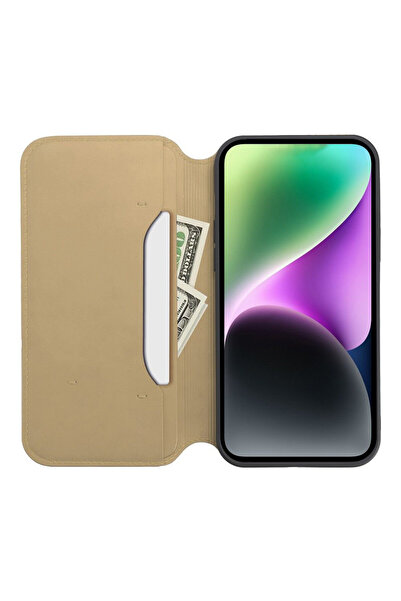 Optim Solution Husa Flip tip carte pentru Samsung Galaxy S23 din Piele cu Slot card, Design elegant, Auriu