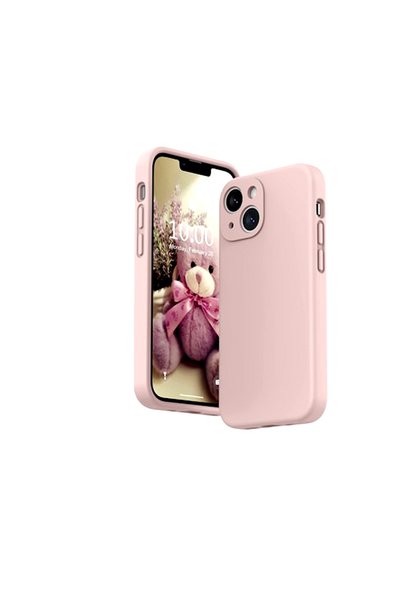 Optim Solution Husa din silicon pentru Apple iPhone 14, Interior Microfibra, Roz