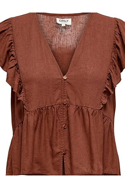 ONLY short-sleeved shirt, brown
