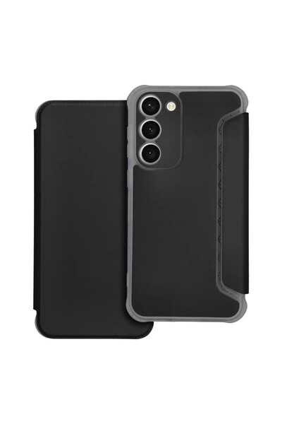 Optim Solution Husa Flip din Piele PU pentru Samsung Galaxy S23 Pluse, Suport Card, Negru