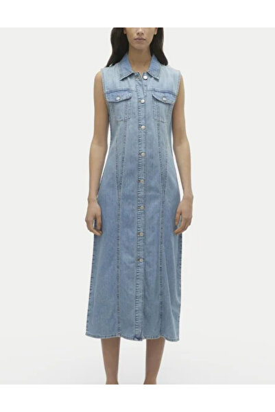 Vero Moda rochie din denim, albastră