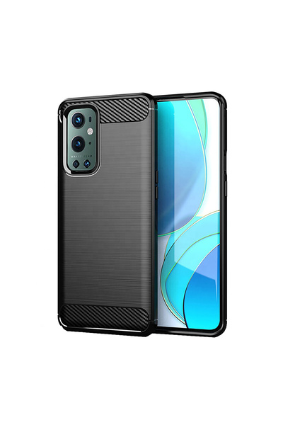 Optim Solution Husa de silicon compatibila cu OnePlus 9 Pro, Fibra de Carbon, Negru