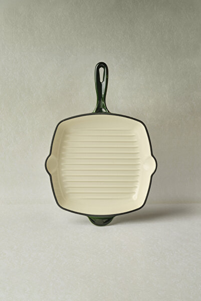 Karaca Heritage Cast Iron Enameled Grill Pan Green 26 cm