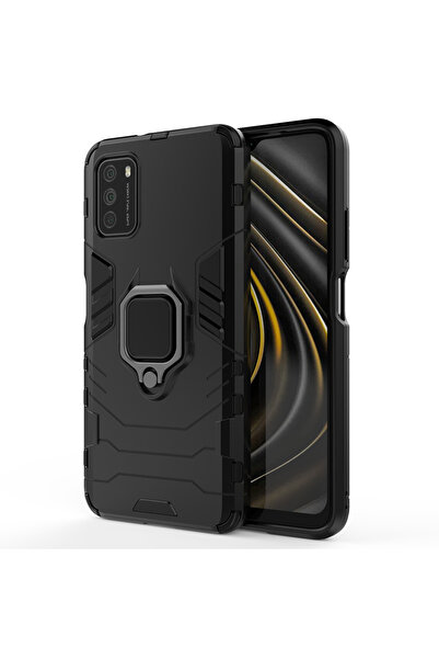 Optim Solution Husa Armor Ring pentru Xiaomi Poco M3, Army Shield, Inel Magne...