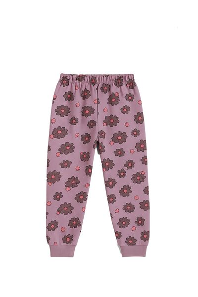 ZUZUNGA Purple Flower Desenli Kız Çocuk Pijama Takımı