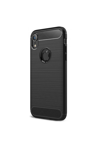 Optim Solution Husa de silicon pentru Apple iPhone XR, Fibra de Carbon, Negru