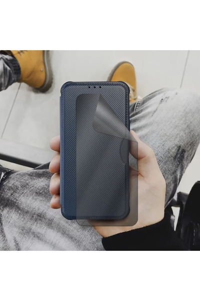 Optim Solution Σετ αντικραδασμικής θήκης και προστασίας οθόνης με προστασία απορρήτου για Xiaomi Redmi 10C, ένθετο από ανθρακονήματα, μπλε