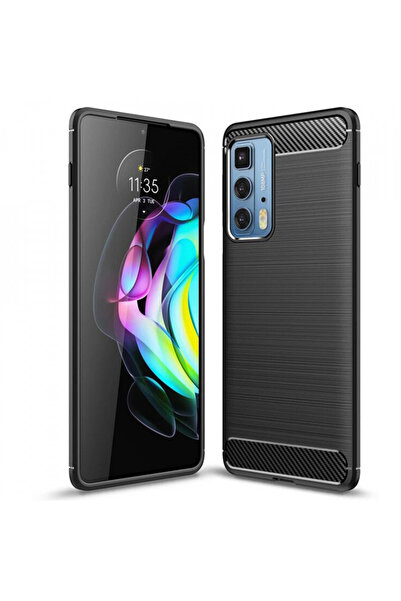 Optim Solution Husa de silicon pentru Motorola Edge 20, Fibra de Carbon, Negru