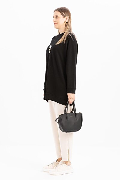 ALLDAY Siyah-Bisiklet Yaka Reglan Kol Sweat