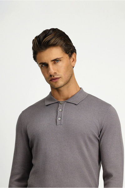 Kiğılı Polo Neck Regular Fit Cotton Cashmere Knitwear Sweater