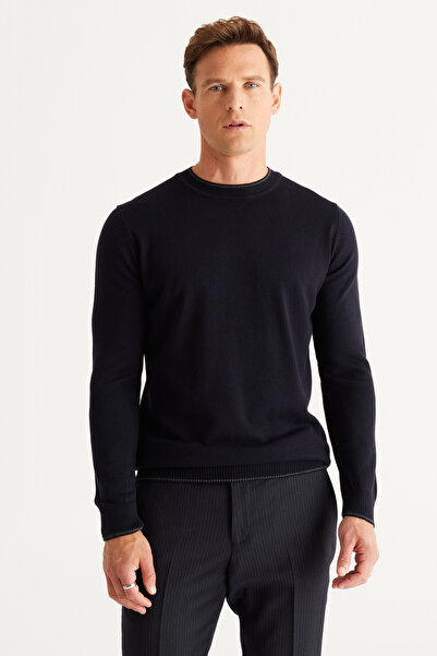 AC&Co / Altınyıldız Classics Синій велосипедний комір трикотажний светр