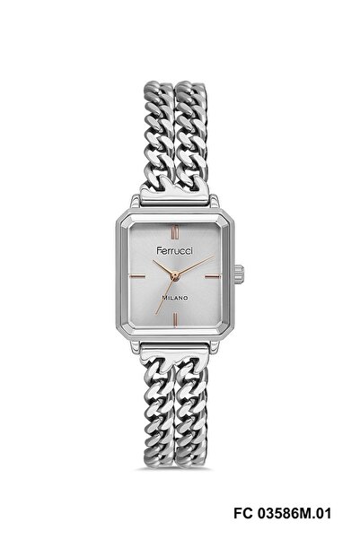 Ferrucci Fc03586M.01 Silver Color Bracelet Model Square 24 mm Women's Wristwatch