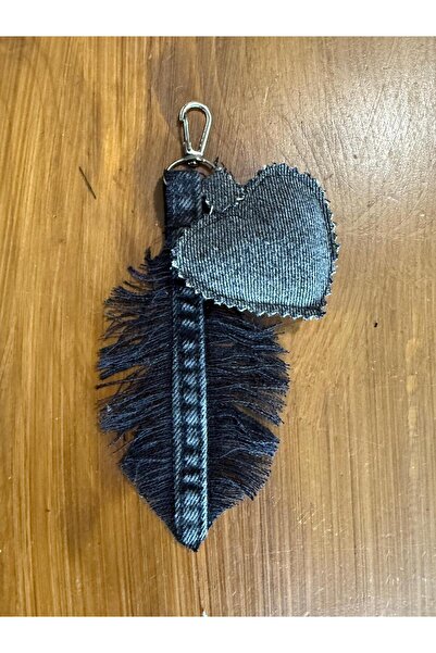 Dema Handcrafted Heart Leaf Detailed Denim Bag Charm