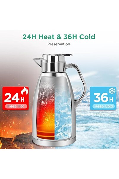 ALSAIF KITCHEN Chef’s Choice Thermal Carafe Set – 1.8L & 2.3L | Austenitic 304 Stainless Steel | 24H Hot / 36H cold