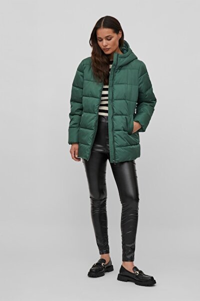 VILA , Padded Jacket with Hood, English Green, Size 36