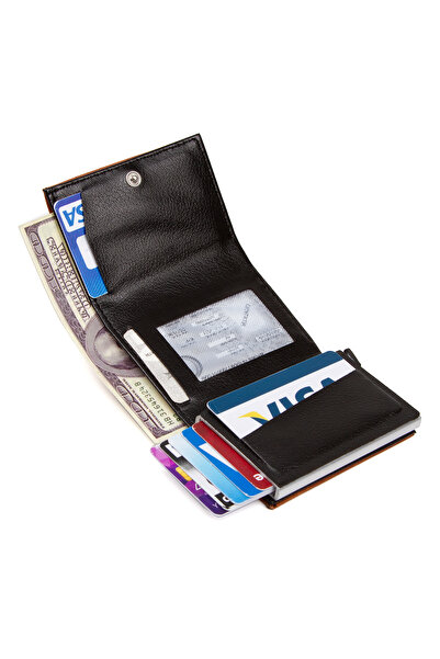 Newish Men's Black Leather Covered Shoulder and Hand Bag and Wallet Card Holder