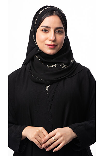 outline Black veil with distinctive gold embroidery