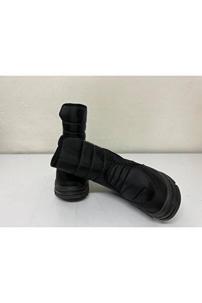 Eylül Spor Daily Unisex Adult Children's Black Snow Boots with Fur Inside, Velcro Fastening, Non-Slip Sole Shoes