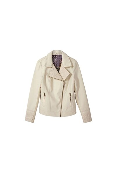 Desigual Ava Jacket, Leather, White, Size 42