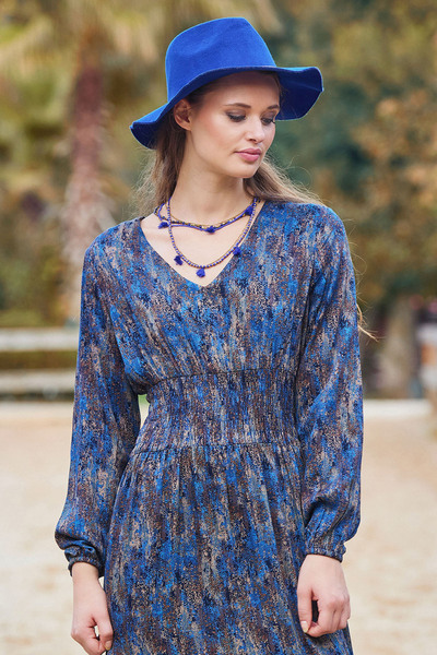 Los banditos V-Neck Gipe Detailed Flounce Winter Dress