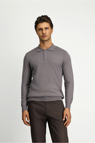 Kiğılı Polo Neck Regular Fit Cotton Cashmere Knitwear Sweater