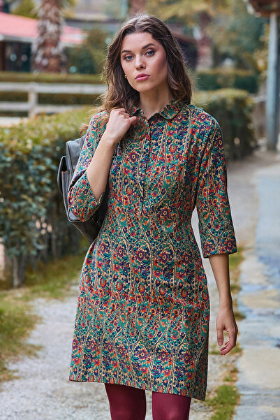 Los banditos Shirt Collar Button Detailed Winter Dress