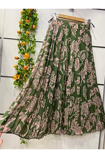 edu collection Patterned Chiffon Bell Skirt with Lining