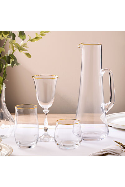 EVALIZA Crystalite Gold 37 Parça 12 Kişilik Su Seti