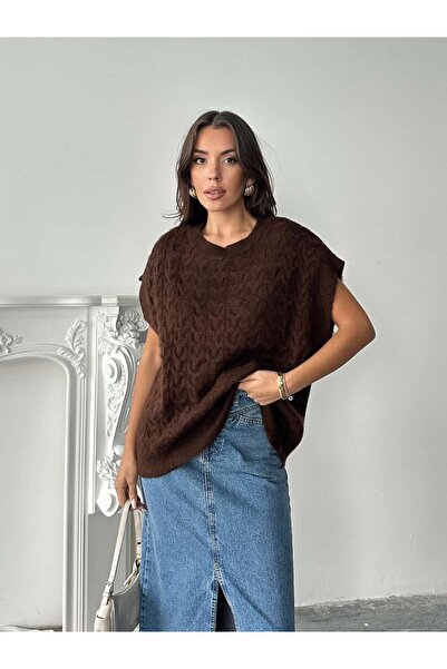 mydukkan.co سترة كبيرة الحجم محبوكة للشعر