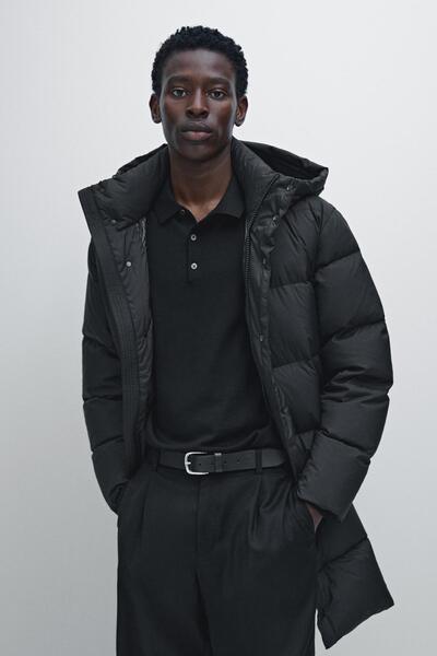 Massimo Dutti Su itici uzun şişme mont