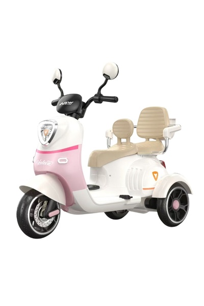 BAZAAR5 2 Seats Kids Motorcycle, Battery Powered Motorbike for Children to Drive With Bluetooth, Music, Thre