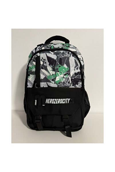 Dartonia Rucsac HeroZeroCity Negru/Alb/Verde – 44x30x15 cm, design urban, compartimente multiple
