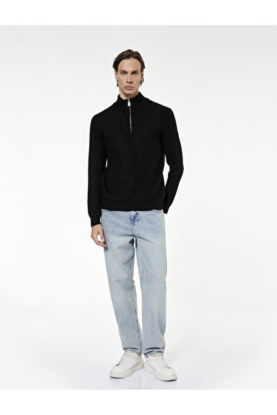 Koton Πλεκτό πουλόβερ με μακρύ μανίκι και μισό φερμουάρ