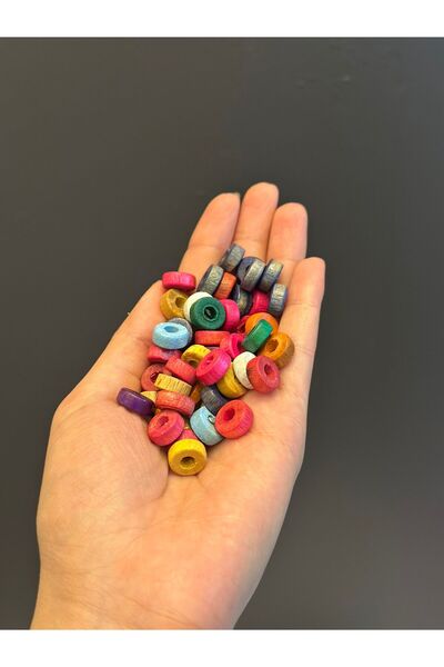 Gönülden Tasarım 50 BUC. SET DE MARGELE DE BIJUTERIE DIN LEMN COLORATE CU GĂU...